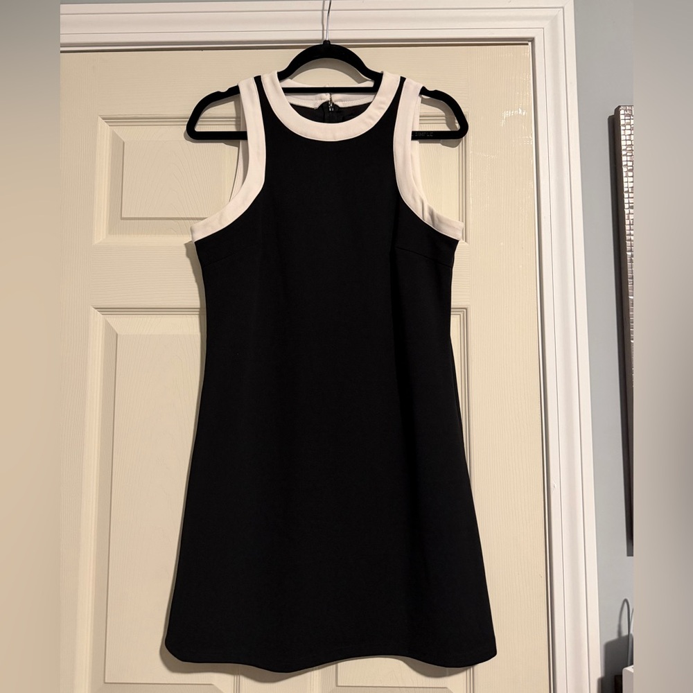 Aqua Black Dress with White Trim